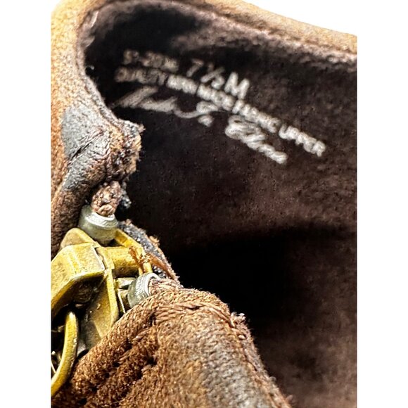 Belle Vita Size 7.5M  Faux Suede Slip On Ankle Boots Side Zipper Brown - Picture 5 of 13